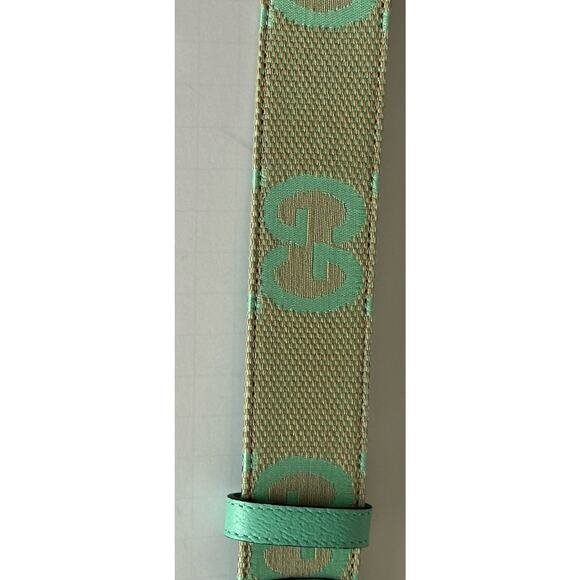 Gucci Women\'s GG Marmont Wide Belt Green Canvas/Leather 75/30 Italy 400593 NWT main image 6